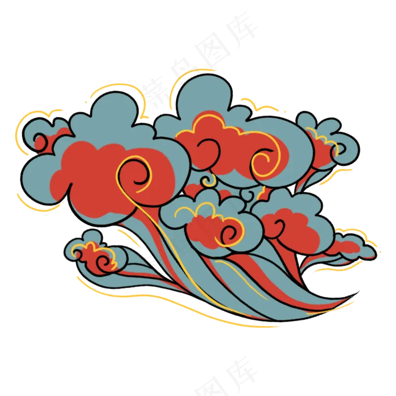 国潮敦煌云纹祥云插画免扣素材 (81)