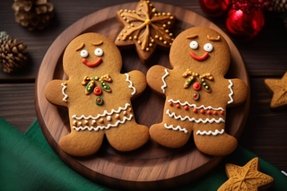 姜饼人饼干圣诞节日摄影图 