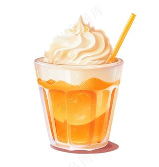 冰淇淋奶茶奶油饮料手绘卡通插画免抠