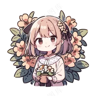 Q版花环女生 免抠透明底 (1)
