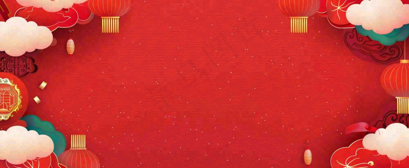 红色新年春节花卉灯笼祥云纹理背景小年除夕元宵插画背景