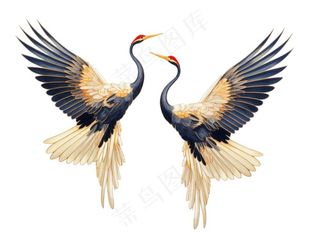 仙鹤祥云古风国潮插画免抠