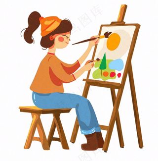 画家美术艺术画家人物卡通插画免抠