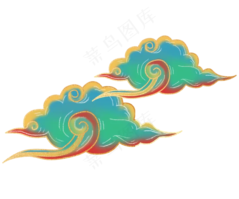 国潮敦煌云纹祥云插画免扣素材 (21)