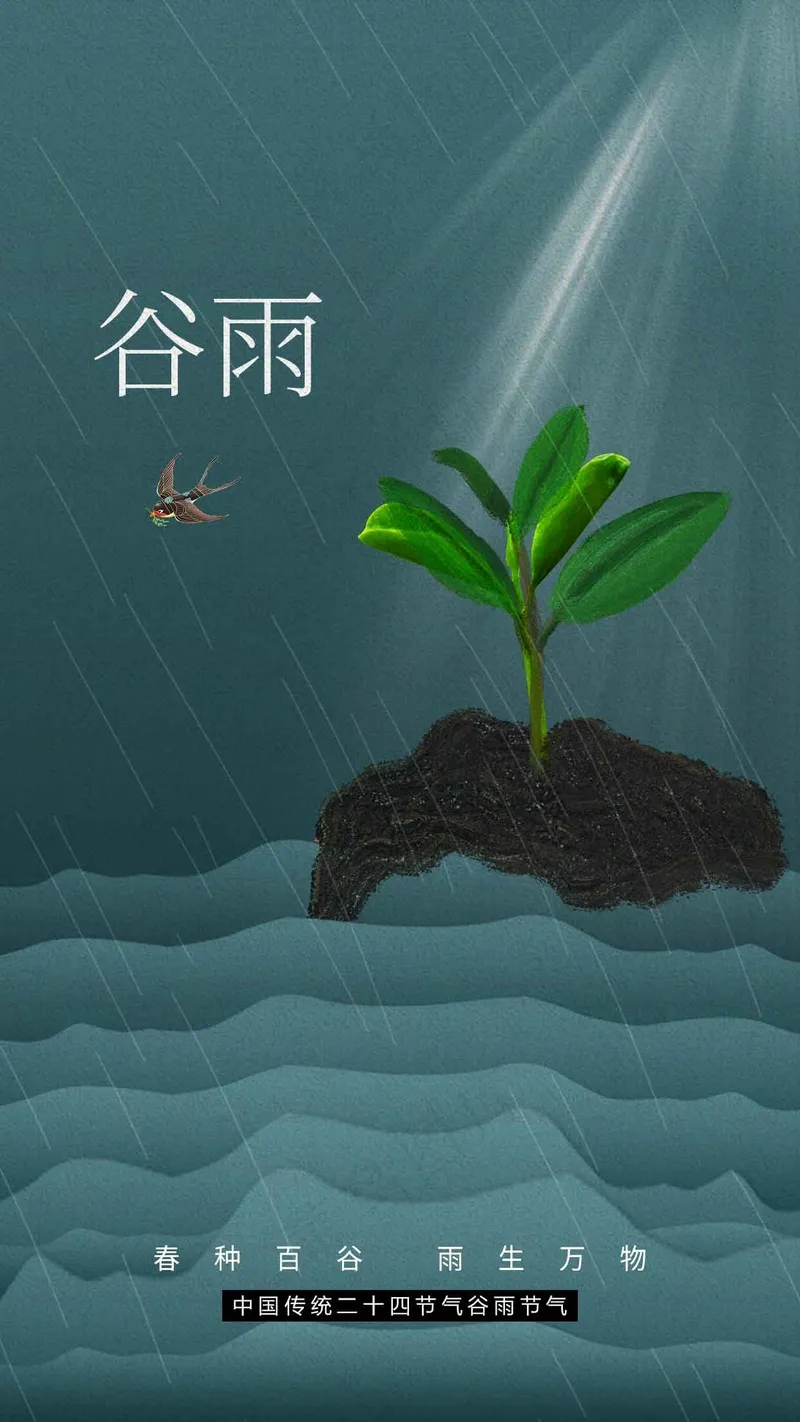 谷雨节气传统海报psd模版下载