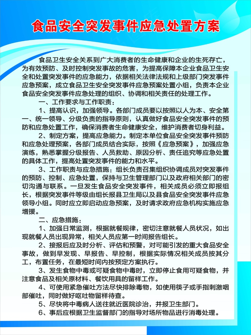 食品安全突发事件应急处置方案psd模版下载