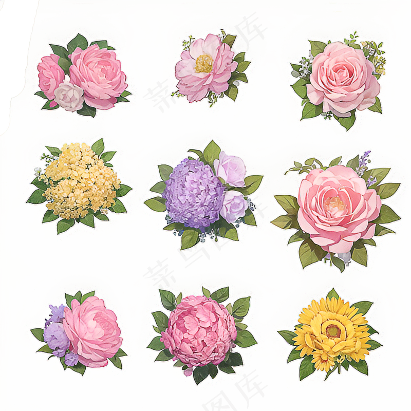 红色黄色粉色玫瑰花免抠素材187