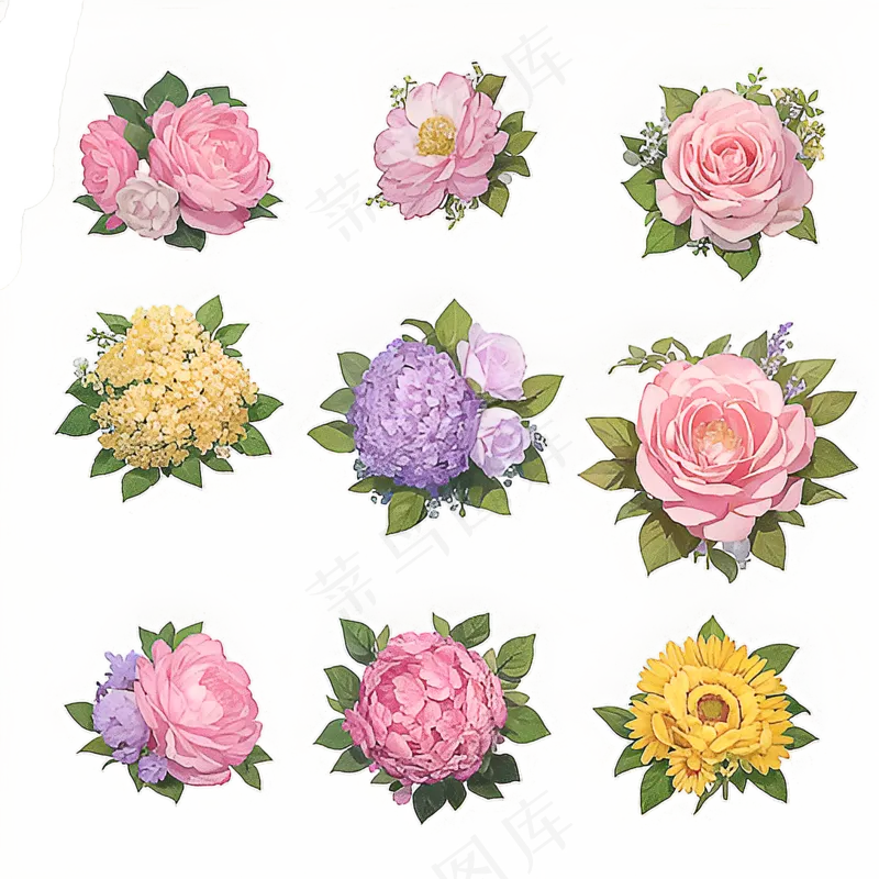 红色黄色粉色玫瑰花免抠素材187