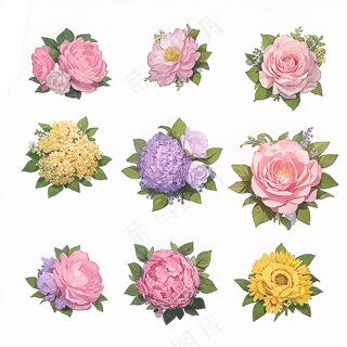 红色黄色粉色玫瑰花免抠素材187