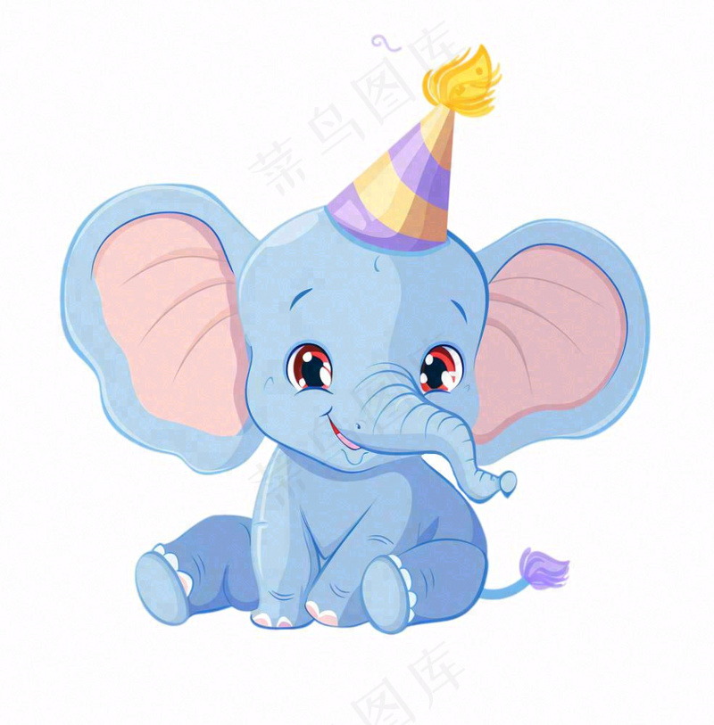 大象动物过生日庆祝卡通插画免抠(1024x1040)