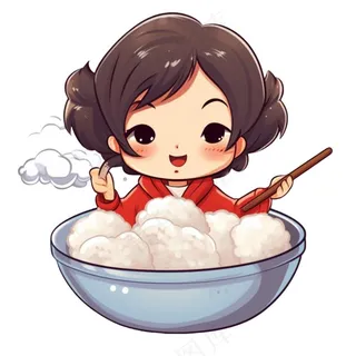 混沌饺子汤圆女孩可爱卡通插画免抠