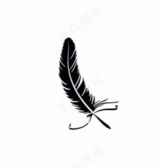 黑色羽毛笔卡通插画免抠