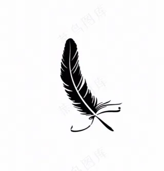 黑色羽毛笔卡通插画免抠