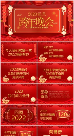 红色元旦跨年活动PPT模板预览图