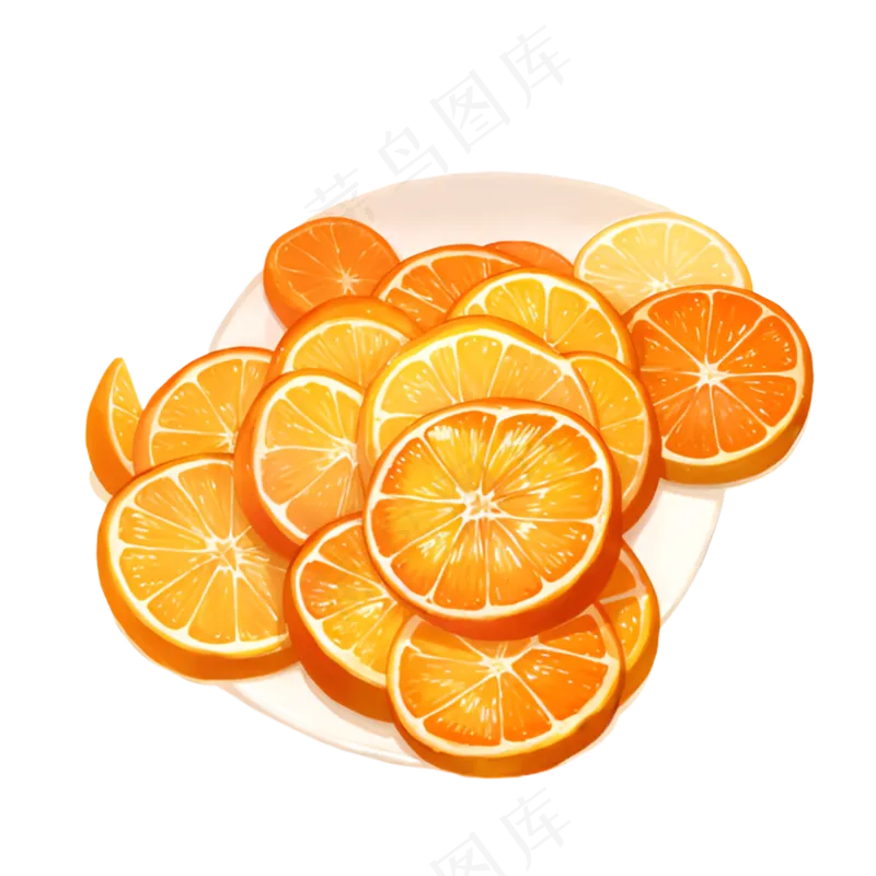 橙色 手绘 橙子 免抠 素材4