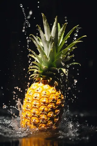 菠萝掉落水中溅起水花摄影图