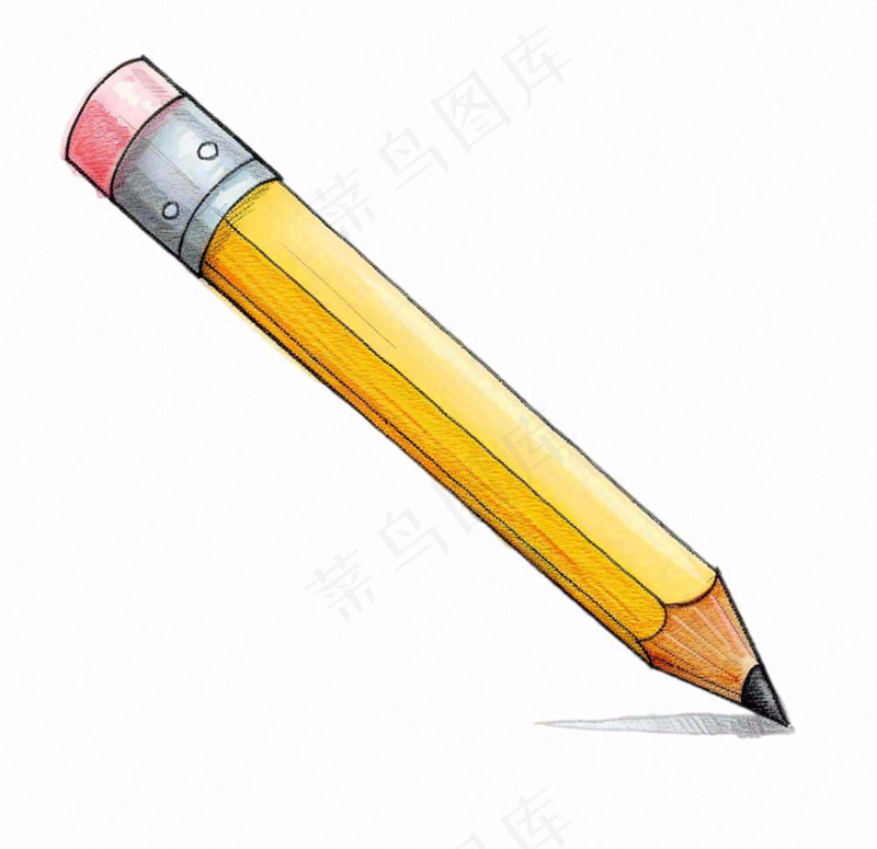 铅笔黄色学习工具卡通插画免抠