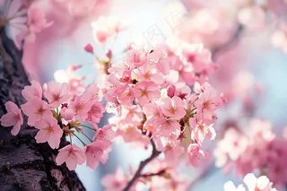 春日樱花花朵摄影图