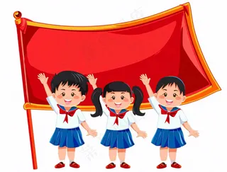 学生升旗帜红旗国庆人物卡通插画免抠
