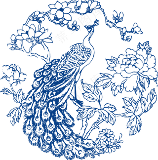 古代青花瓷图案花纹中国风图案祥云纹理传统图腾PNG免扣素材