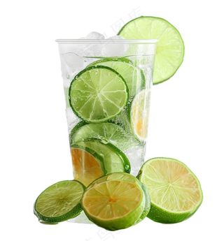 夏日柠檬水苏打汽水冰镇饮料免抠