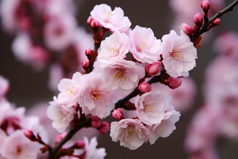 粉梅花春天桃花樱花树枝抽新芽摄影图 粉梅花春天桃花樱花树枝抽新芽摄影图