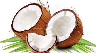 新鲜椰子裂开的椰子椰果摄影图