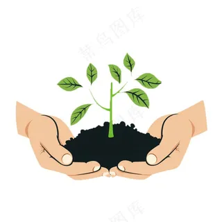 手捧树苗保护环境植树节卡通插画免抠