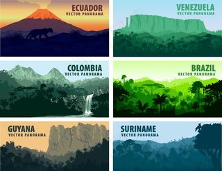 风景动物剪影插画图片