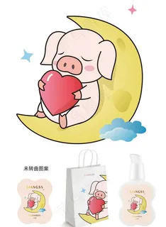 小猪卡通包装插画图片