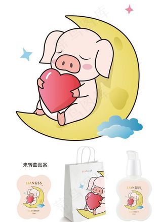 小猪卡通包装插画图片