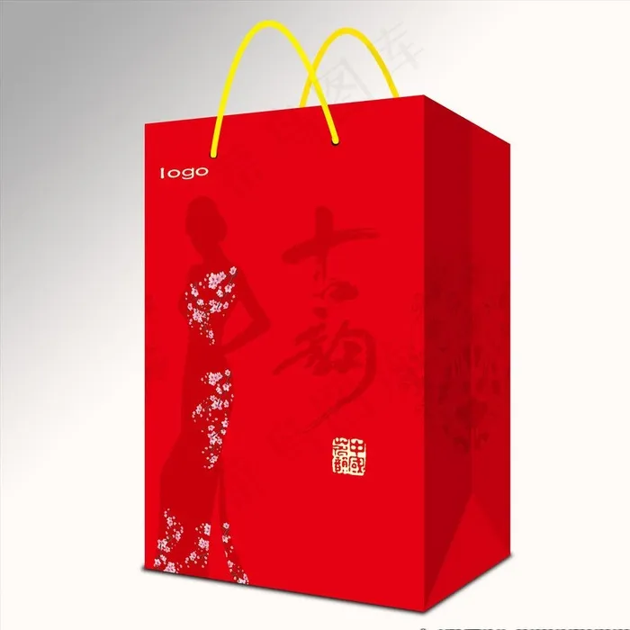 古韵手提袋效果图图片(3150x3150)psd模版下载