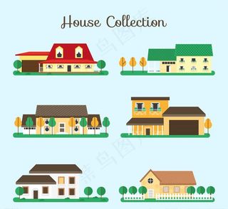 彩色楼房设计矢量素材图片