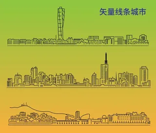 矢量线条城市素材图片