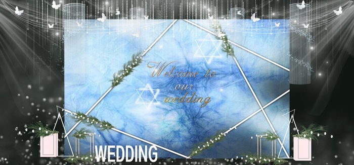 蓝色系婚礼设计背景图片
