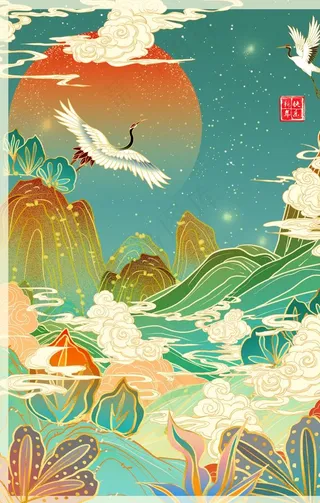 国潮插画图片