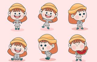 卡通女孩表情菜鸟图库片
