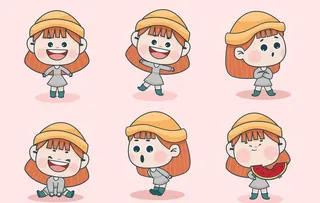 卡通女孩表情菜鸟图库片