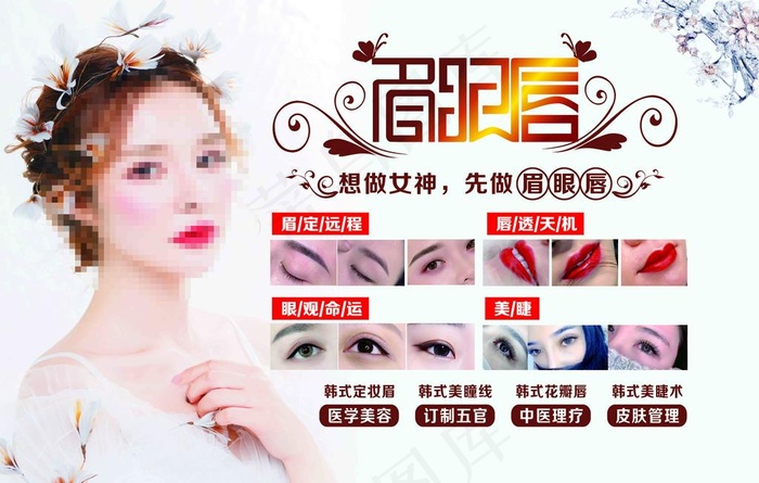 眉眼唇图片cdr矢量模版下载