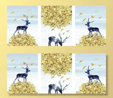 麋鹿装饰画图片