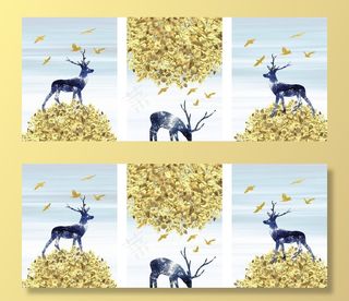 麋鹿装饰画图片