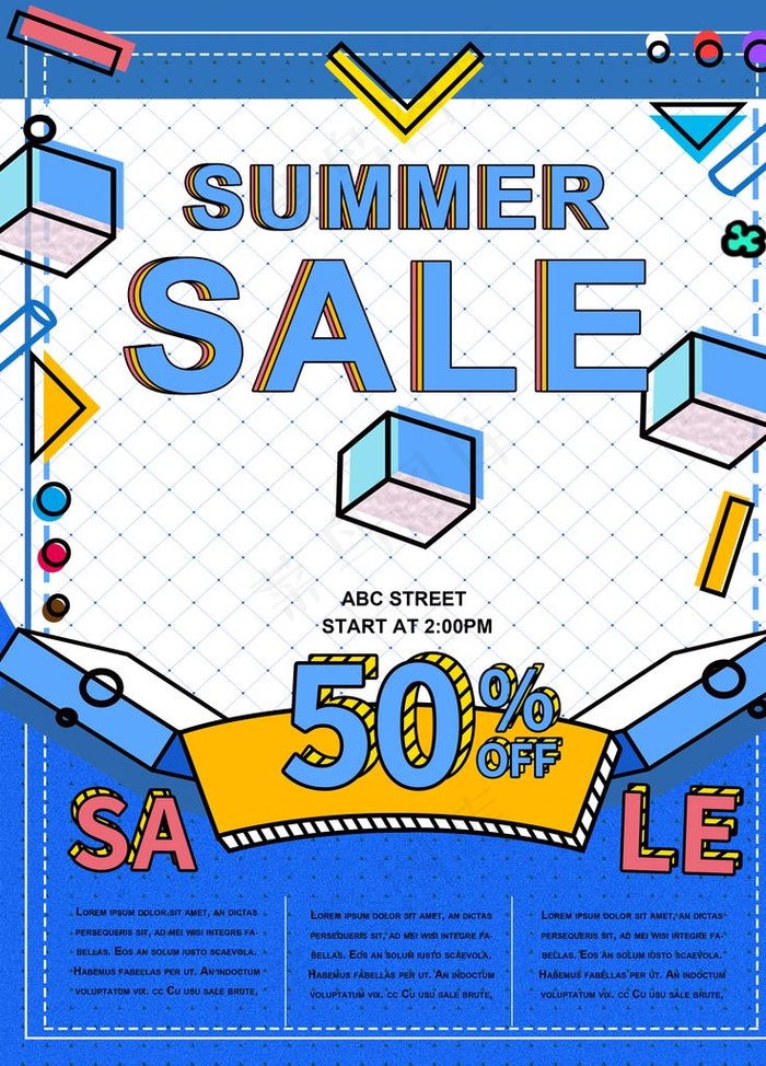 蓝色点阵优惠促销背景图片