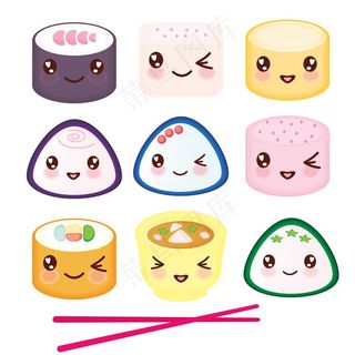 卡通饭团矢量图片