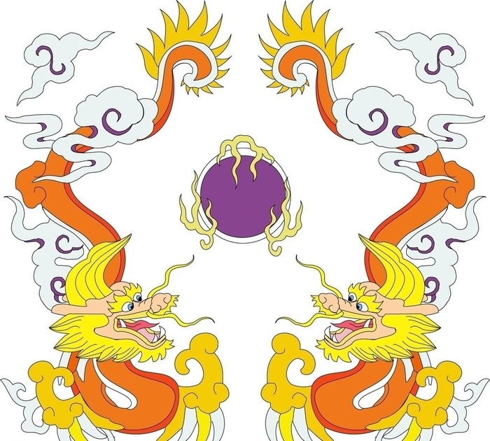 金色双龙戏珠图片ai矢量模版下载