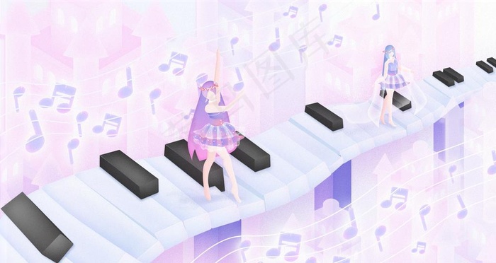 钢琴插画图片