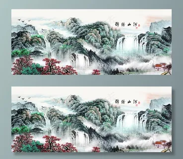 中式山水锦绣山河电视背景墙图片 中式山水锦绣山河电视背景墙图片