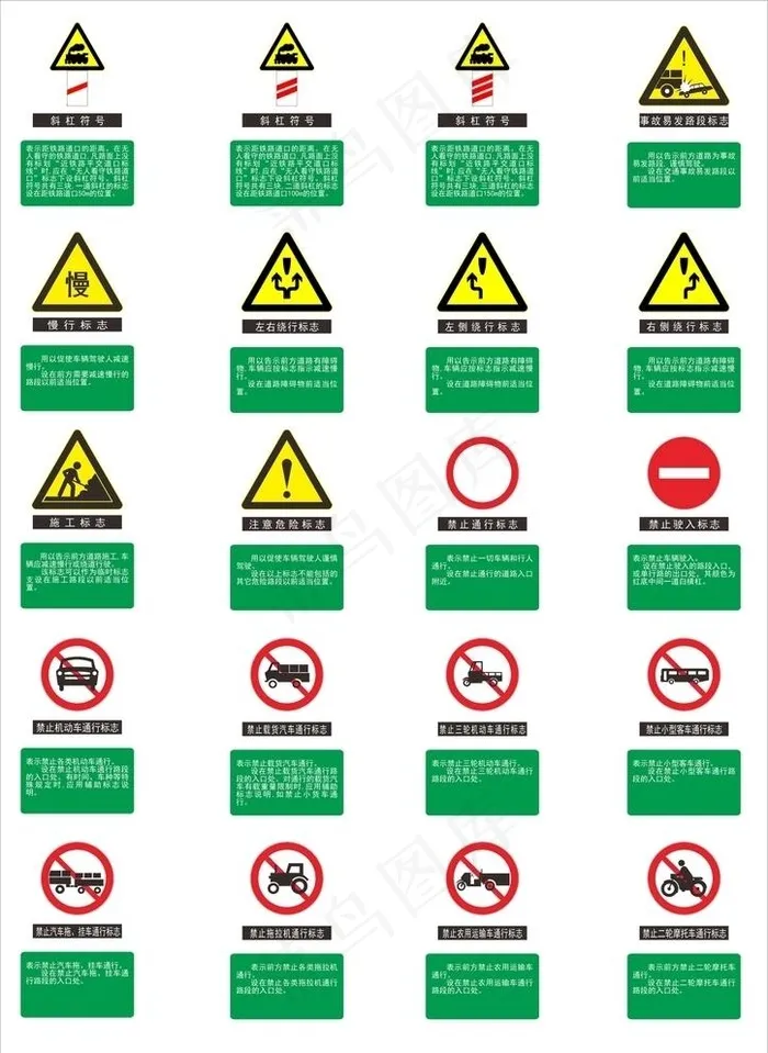 道路交通标志图片cdr矢量模版下载