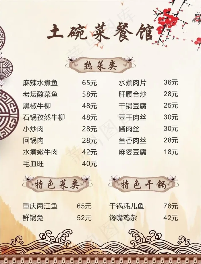 餐饮菜单 图片cdr矢量模版下载