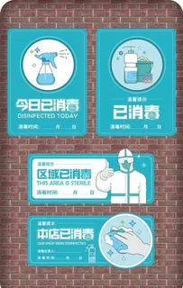 本店已消毒消毒时间VI导视指南图片