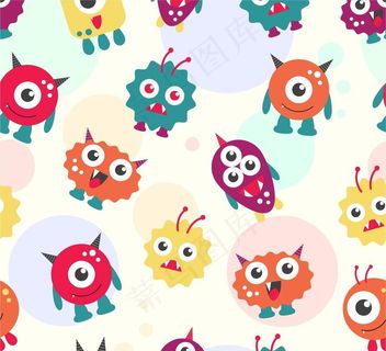 卡通循环图案 小怪兽图片